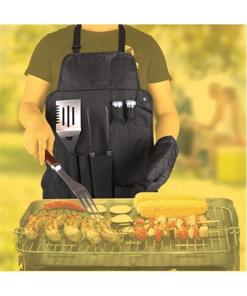SET PARRILLERO PARRILLADA CUCHILLOS PINZA GUANTE BARBACOA
