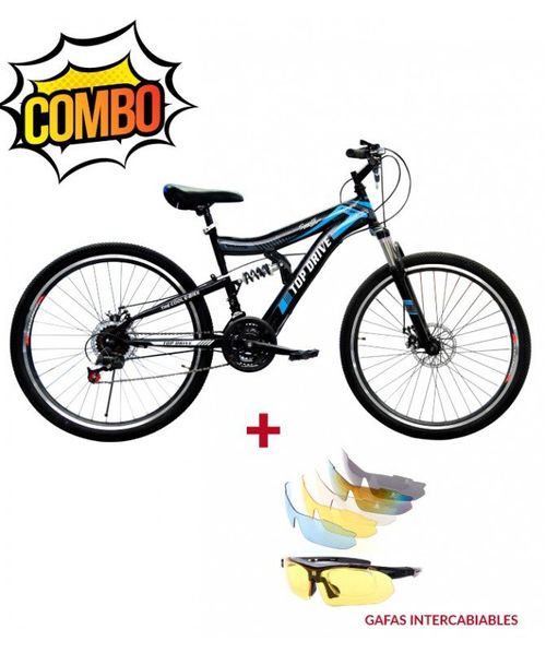Combo Bicicleta doble suspensión + Gafas Deportivas Lentes Intercambiables