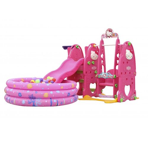Resbaladera, columpio con piscina de bolas