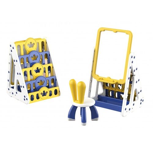 Set de pizarra con repisas y silla para niños