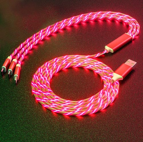 Cable cargador triple con luz