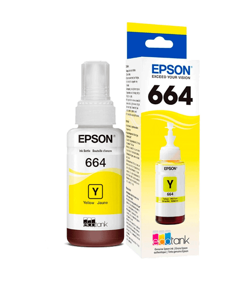 Botella de Tinta Epson T664 Amarilla 70Ml -L220, L380, L355, L395, L375, L555, L495, L575, L565, L1455, L655