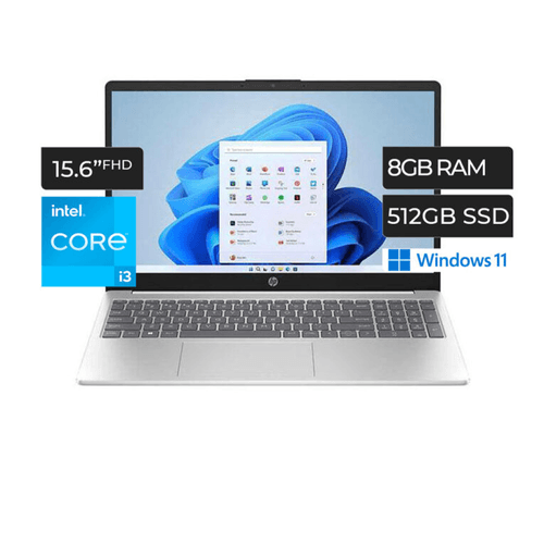 Laptop HP Core i3va, 512gb+8gb, w11, 15.6, tec iluminado