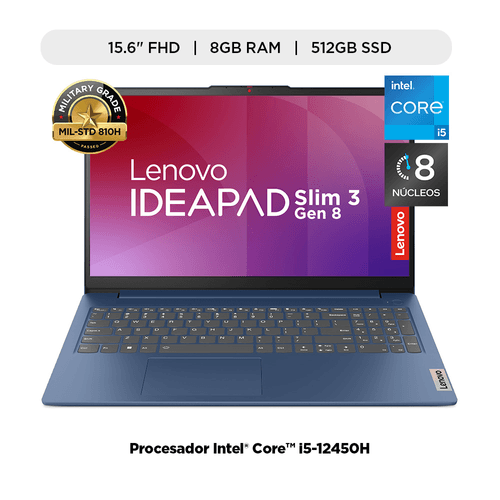 Laptop Lenovo IP Slim 3 15IAH8 Intel® Core™ i5-12450H 8Gb 512Gb 15.6" FHD FreeDOS